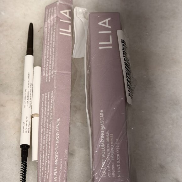 ILIA-Fullest Volumizing Mascara  & ILIA - In Full Micro-Tip Brow Pencil -Sft Blk - Picture 1 of 8